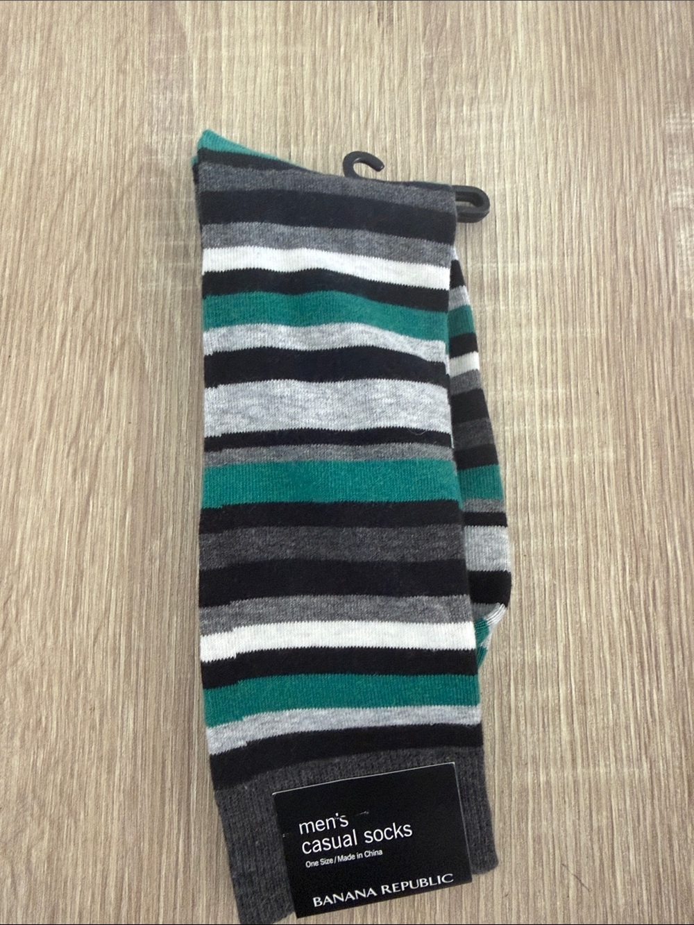 Banana Republic Men's Green, Gray & Black Striped Casual Socks